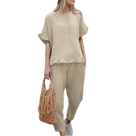 Bomotoo Ladies 2 Piece Outfits Loungwear Elastic Waist Ruffled Pajamas Suits Sleep Casual Solid Color Lounge Sets
Bomotoo Ladies 2 Piece Outfits Loungwear Elastic Waist Ruffled Pajamas Suits Sleep Casual Solid Color Lounge Sets