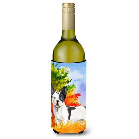 Fall French Bulldog Wine Bottle Beverage Insulator Hugger