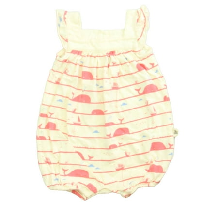 Pre-owned Gap Girls Ivory | Pink | Whale Romper size: 6-12 Months