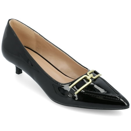 Journee Collection Womens Rumi Kitten Heel Loafer Pointed Toe Pumps