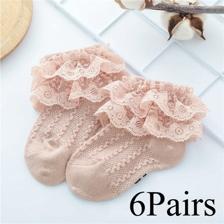 

6Pairs Lace Ruffle Baby Socks Newborn Cotton Stockings Cute Toddler Socks Princess Style Baby Accessories Wholesale