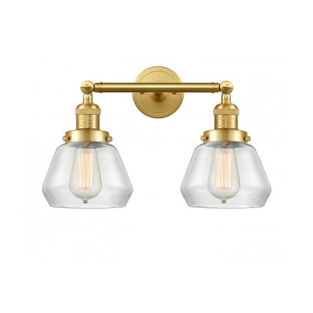 Satin Gold Tone Bathroom Vanity 17 Wide Clear Glass Steel/Cast Brass Medium Base LED 2 Light Fixture
Satin Gold Tone Bathroom Vanity 17 Wide Clear Glass Steel/Cast Brass Medium Base LED 2 Light Fixture
