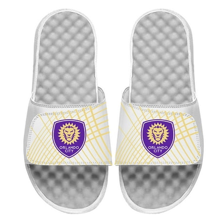 Youth ISlide White Orlando City SC Lines Slide Sandals