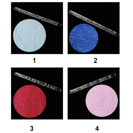 4 Styles Textured Acrylic Rolling Pin Fondant Sugarcraft Cake Decoration Mold