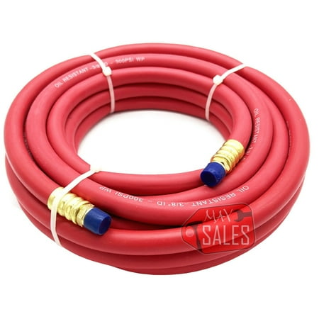 New 3/8 X 25 Heavy Duty RED Rubber Air Hose WP 300 PSI Working 900 PSI