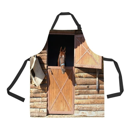 ABPHQTO Horse Window Barn Farm Turkey Apron Home Kitchen Apron with Pockets