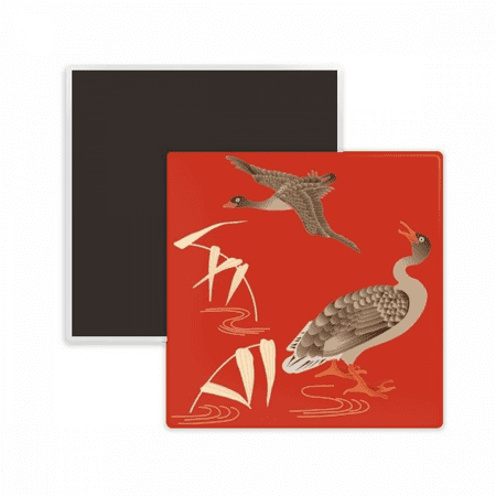 Red Japanese Culture Autumn Square Ceracs Fridge Magnet Keepsake Memento