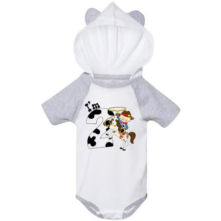 Inktastic Im Two-cowboy riding horse birthday Gift Baby Boy Bodysuit