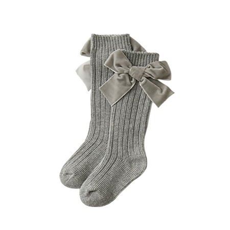 lioraitiin Children s Stockings Warm Bowknot Embellished Knitted Socks