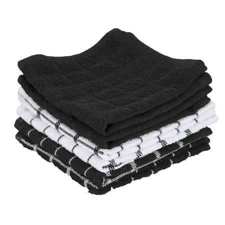 RITZ Terry Cotton Dish Cloth Set 6-Pack Black 12 x 12