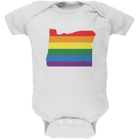 Oregon LGBT Gay Pride Rainbow White Soft Baby One Piece - 9-12 months