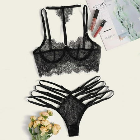 Tangnade New Women Plus Size Lace Lingerie Bra+Thong Underwear Set Black SleepwearBlackL
Tangnade New Women Plus Size Lace Lingerie Bra+Thong Underwear Set Black SleepwearBlackL