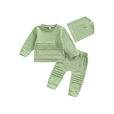Amuver 3Pcs Baby Girl Boy Spring Outfit Solid Color Long Sleeve Tops + Casual Pants + Hat Set for Toddlers 0-24 Months
Amuver 3Pcs Baby Girl Boy Spring Outfit Solid Color Long Sleeve Tops + Casual Pants + Hat Set for Toddlers 0-24 Months