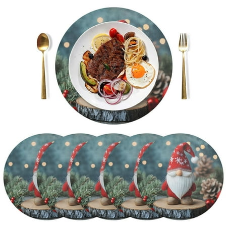 Ryvnso Funny Gnome Christmas Round Plate Mats Dining Table Placemat Set of 6 for Holiday Decoration
Ryvnso Funny Gnome Christmas Round Plate Mats Dining Table Placemat Set of 6 for Holiday Decoration