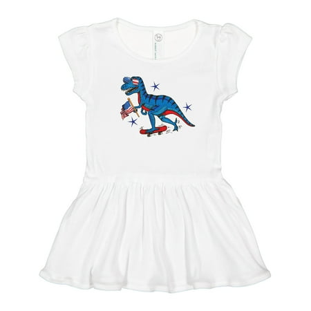 Inktastic USA Patriotic Dinosaur 4th of July Gift Toddler Girl Dress