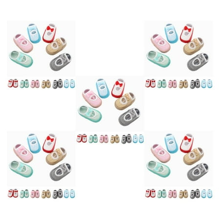 wrea5pcs 1 Pair Newborn Indoor Shoes Infant First Walk Tollder Shoes Baby Prewalker Floor Socks Anti Slip Soft Sole Sock