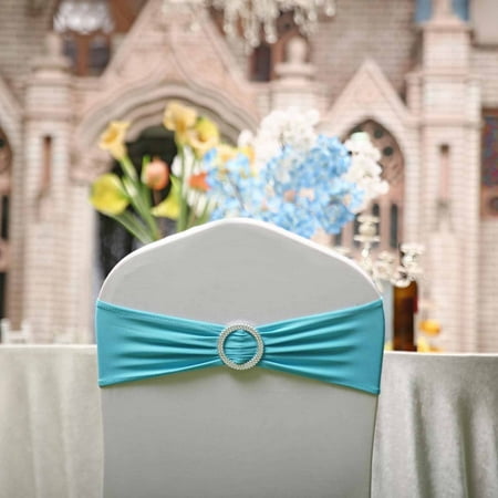 Efavormart 5 Pack | Turquoise Spandex Stretch Chair Sashes with Silver Diamond Ring Slide Buckle | 5 x14
Efavormart 5 Pack | Turquoise Spandex Stretch Chair Sashes with Silver Diamond Ring Slide Buckle | 5 x14