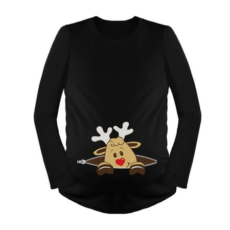Tstars Womens Peek a Boo Cute Christmas Maternity Long Sleeve T Shirt