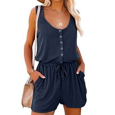 Zunfeo Women Jumpsuit- Summer Loose Fit Buttons Drawstring Sexy Romper Navy Size S
Zunfeo Women Jumpsuit- Summer Loose Fit Buttons Drawstring Sexy Romper Navy Size S