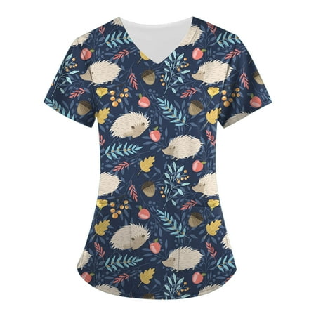 Work Shirts for Women Print V Neck Professional Scrub Tops Summer Nursing Tee Shirt Blouses with 2 Pockets
Work Shirts for Women Print V Neck Professional Scrub Tops Summer Nursing Tee Shirt Blouses with 2 Pockets