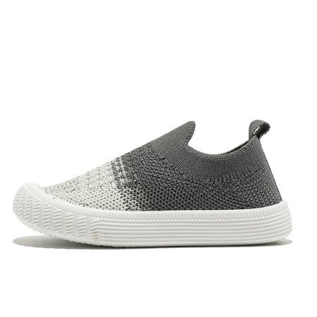 

kkdom Boys Girls Sneakers Shoes Lightweight Slip-on Walking Shoes Gradient Gray Size 9 Toddler