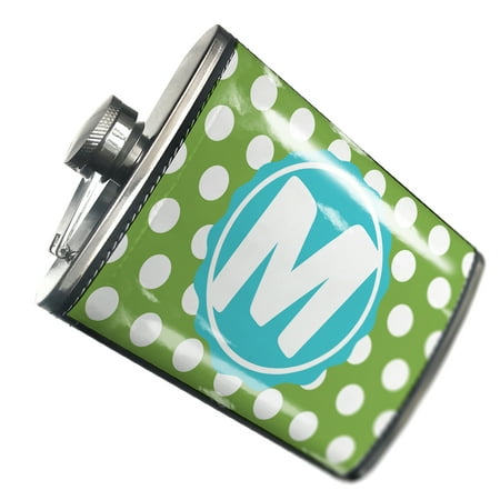 NEONBLOND Flask Monogram M Green Polka Dots