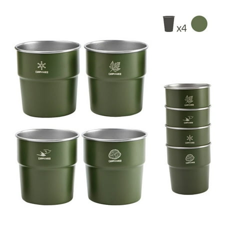4Pcs/Set 300Ml Outdoor Camping Cup Stainless Steel Beer Wine Cups