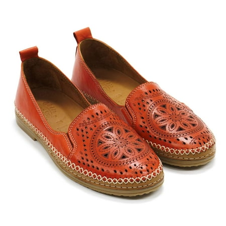 Spring Step Women s Ingrid Perforated Leather Slip-On Red 9 M US