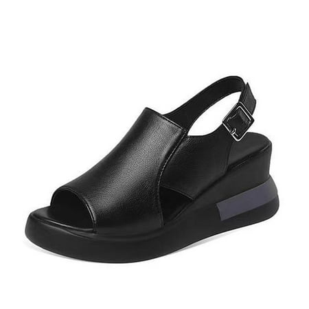 Leather Sandals Women\ s Open Toe Platform Shoes Fish Mouth Design Buckle Closure Summer Supply
Leather Sandals Women\ s Open Toe Platform Shoes Fish Mouth Design Buckle Closure Summer Supply