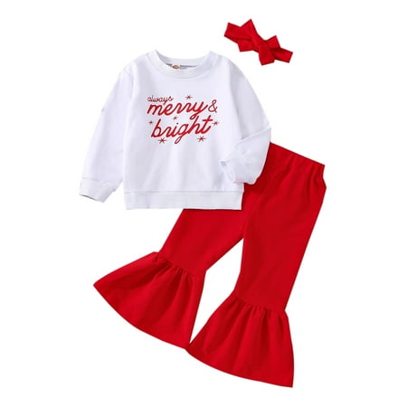EYIIYE Kids Girls Christmas 3PCS Outfits Letter Print Long Sleeve Pullover Tops + Red Flare Pants + Headband Set 6 Months-5 Years
EYIIYE Kids Girls Christmas 3PCS Outfits Letter Print Long Sleeve Pullover Tops + Red Flare Pants + Headband Set 6 Months-5 Years