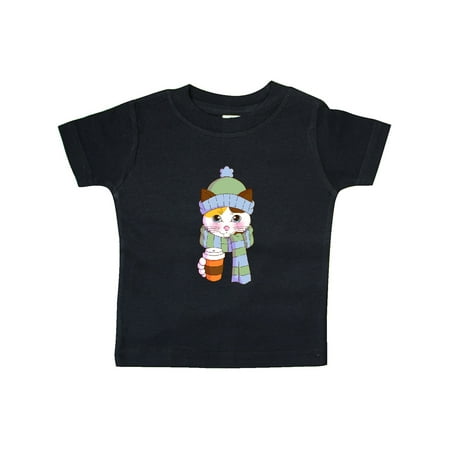 Inktastic Cute Calico Cat in Scarf and Hat Gift Baby Boy or Baby Girl T-Shirt