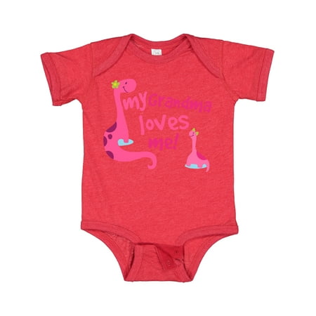 Inktastic My Grandma Loves Me Girls Dinosaur Gift Baby Girl Bodysuit
