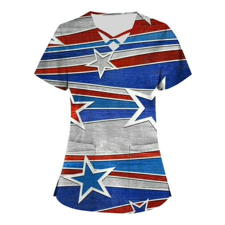HIMIWAY Plus Size Independence Day Printed Scrub Working Uniform Tops For Women Cross V-Neck Short Sleeve Fun T-Shirts Workwear Tee With Pockets
HIMIWAY Plus Size Independence Day Printed Scrub Working Uniform Tops For Women Cross V-Neck Short Sleeve Fun T-Shirts Workwear Tee With Pockets