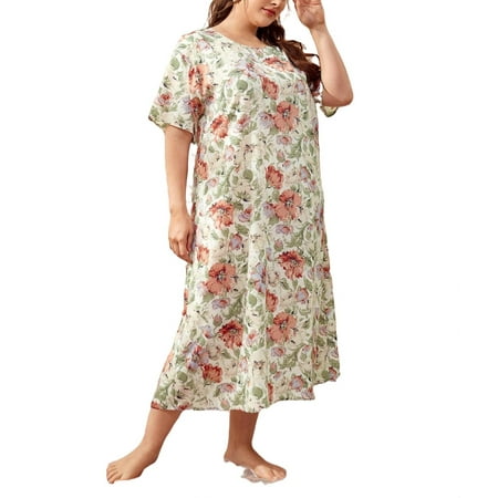 Casual Floral Round Neck Sleepshirts Multicolor Short Sleeve Plus Size Nightgowns & Sleepshirts S
Casual Floral Round Neck Sleepshirts Multicolor Short Sleeve Plus Size Nightgowns & Sleepshirts S