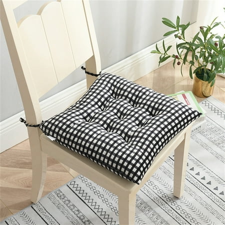 Square Plaid Seat Cushion with Non-Slip Ties Thick Chair Pad Home Floor Pillow