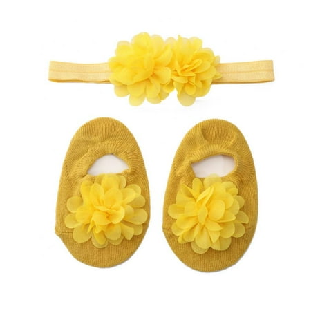 Baby Princess Flower Socks with Headband Baby Cute Socks 0-2Y