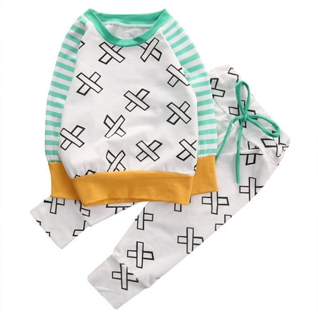 Newborn Baby Boys Clothing Outfit Long Sleeve Cross Stripe Printed Tops + Drawstring Elastic Waist Printed Trousers
Newborn Baby Boys Clothing Outfit Long Sleeve Cross Stripe Printed Tops + Drawstring Elastic Waist Printed Trousers