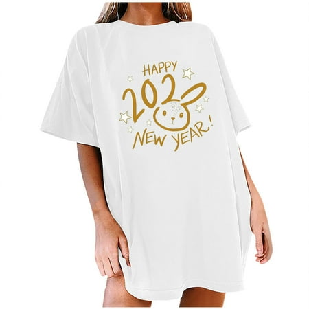 Long Sleeve Shirts for Women Womens Long Sleeve Tops Women Leisure Happy New Year Short Sleeve Digital Printed Crew Neck Loose Fit T-Shirt Blouse Tops Workout Tops Workout Tank Tops White M
Long Sleeve Shirts for Women Womens Long Sleeve Tops Women Leisure Happy New Year Short Sleeve Digital Printed Crew Neck Loose Fit T-Shirt Blouse Tops Workout Tops Workout Tank Tops White M