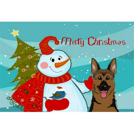 Carolines Treasures BB1831PLMT Snowman With German Shepherd Fabric Placemat