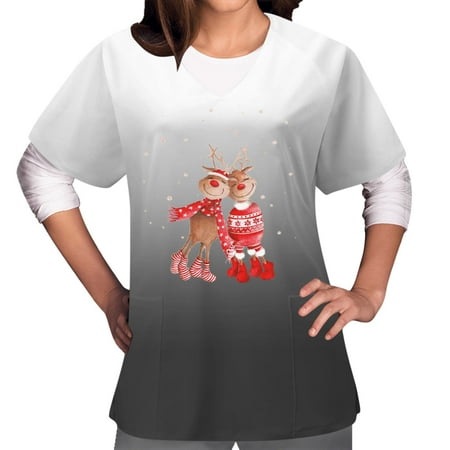 jsaierl Womens Christmas Scrub Tops V-Neck Short Sleeve Deer Graphic Top Nurse Uniform Workwear T Shirts Plus Size Blouse Tees with Pockets
jsaierl Womens Christmas Scrub Tops V-Neck Short Sleeve Deer Graphic Top Nurse Uniform Workwear T Shirts Plus Size Blouse Tees with Pockets