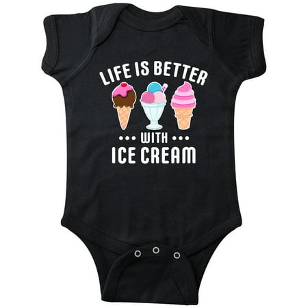 Inktastic Life is Better with Ice Cream Gift Baby Boy or Baby Girl Bodysuit