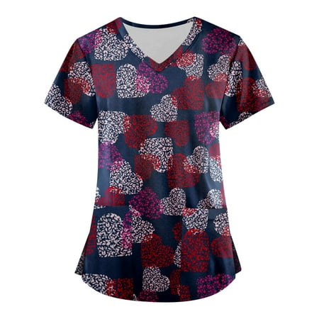 Sksloeg Scrub Tops Women Clearance Heart Printed Top Workwear with Pockets Short Sleeve V-Neck Nursing Working Uniform Wine XXXXL
Sksloeg Scrub Tops Women Clearance Heart Printed Top Workwear with Pockets Short Sleeve V-Neck Nursing Working Uniform Wine XXXXL