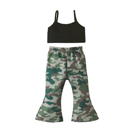 ZIYIXIN Summer Baby Girls 2pcs Clothes Strap Sleeveless Solid Vest+Camouflage/Striped Flare Pants Sets Black 0-6 Months
ZIYIXIN Summer Baby Girls 2pcs Clothes Strap Sleeveless Solid Vest+Camouflage/Striped Flare Pants Sets Black 0-6 Months