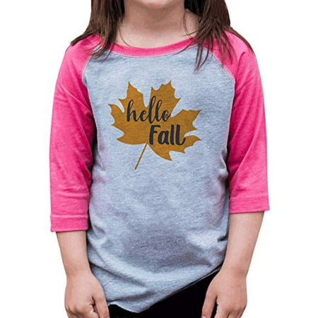 7 ate 9 Apparel Girl s Hello Fall Maple Leaf Raglan Pink