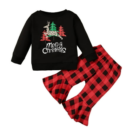 Jkerther Toddler Baby Girl Christmas Outfit Christmas Tree Print Sweatshirt Crewneck Sweater Shirt + Flared Pants Spring Fall Clothes Set
Jkerther Toddler Baby Girl Christmas Outfit Christmas Tree Print Sweatshirt Crewneck Sweater Shirt + Flared Pants Spring Fall Clothes Set