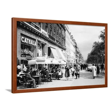 Sidewalk Cafe on the Champs-Elysees in Paris Framed Print Wall Art By Philip Gendreau
