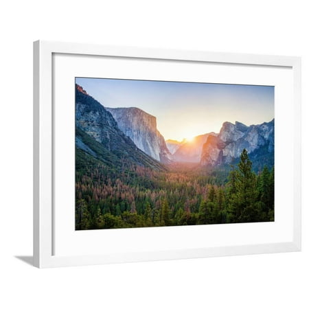 Panoramic View of Famous Yosemite Valley Framed Print Wall Art By lbryan