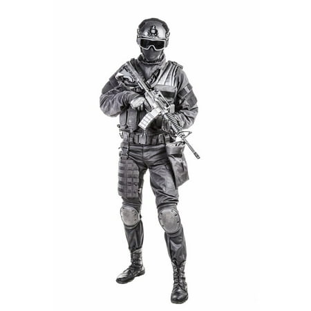 Spec ops police officer SWAT in black uniform and face mask. Poster Print by Oleg Zabielin/Stocktrek Images