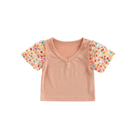Summer Toddler Girls T Shirts Tops Polka Dot Mesh Puff Short Sleeve V Neck Pullover Clothing 1-6Y
Summer Toddler Girls T Shirts Tops Polka Dot Mesh Puff Short Sleeve V Neck Pullover Clothing 1-6Y