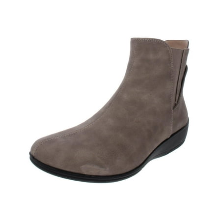 LifeStride Womens Izzy Faux Leather Zip Side Ankle Boots
